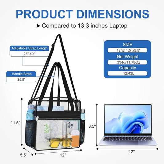 Clear Bag for Stadium Events,Transparent Bag for Work Sports Games Concerts Travel Gym V1258-DP02-E-353