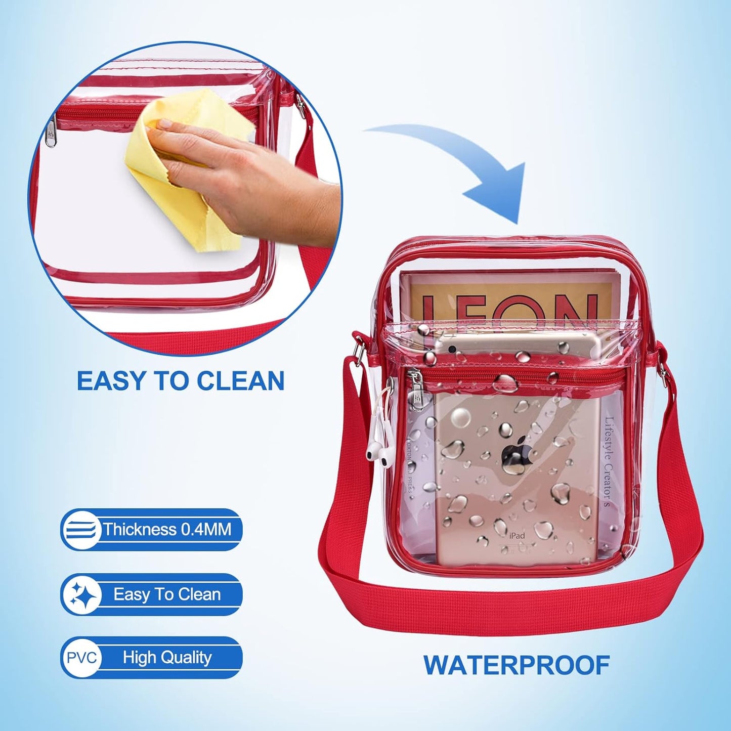 Clear Purse for Stadium Events Clear Messenger Bag for Men and Women V1258-DP02-E-355