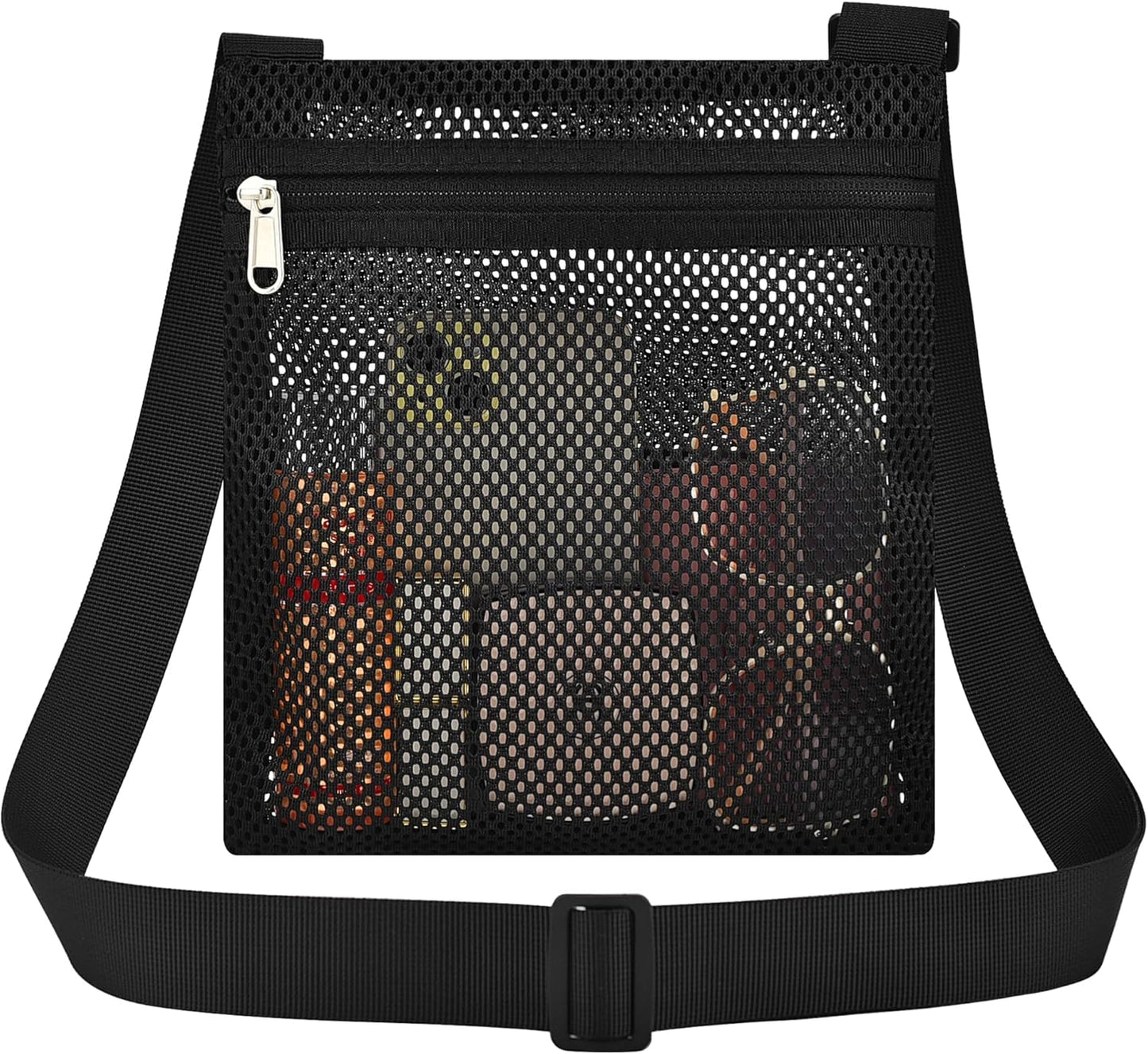 Heavy Duty Semi-Transparent Mesh Purse See Through Mesh Crossbody Bag V1258-DP02-E-356