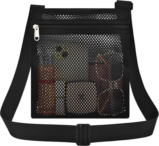 Heavy Duty Semi-Transparent Mesh Purse See Through Mesh Crossbody Bag V1258-DP02-E-356
