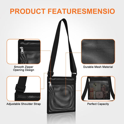 Heavy Duty Semi-Transparent Mesh Purse See Through Mesh Crossbody Bag V1258-DP02-E-356