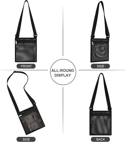Heavy Duty Semi-Transparent Mesh Purse See Through Mesh Crossbody Bag V1258-DP02-E-356