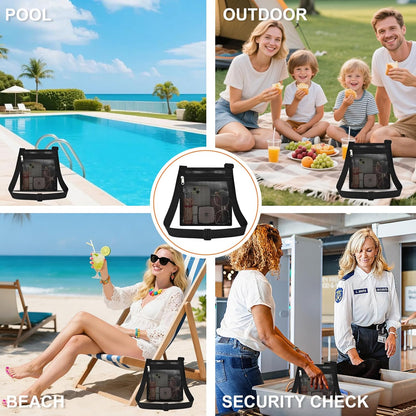 Heavy Duty Semi-Transparent Mesh Purse See Through Mesh Crossbody Bag V1258-DP02-E-356