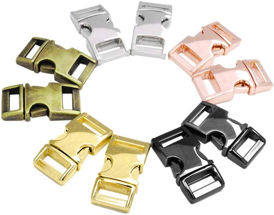 CooBigo 10 Pack 3/8" Metal Side Release Buckles for Paracord Bracelets (Mix) FLQ100(Mix-s) V1258-DP02-E-36