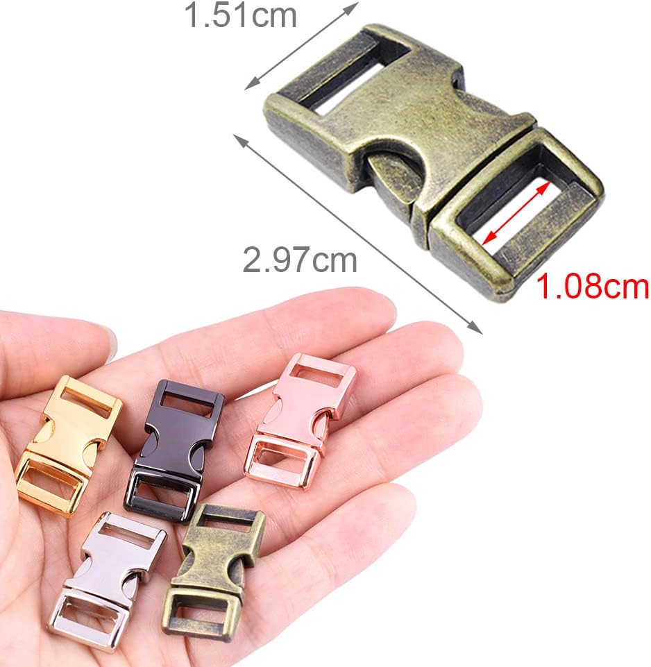 CooBigo 10 Pack 3/8" Metal Side Release Buckles for Paracord Bracelets (Mix) FLQ100(Mix-s) V1258-DP02-E-36