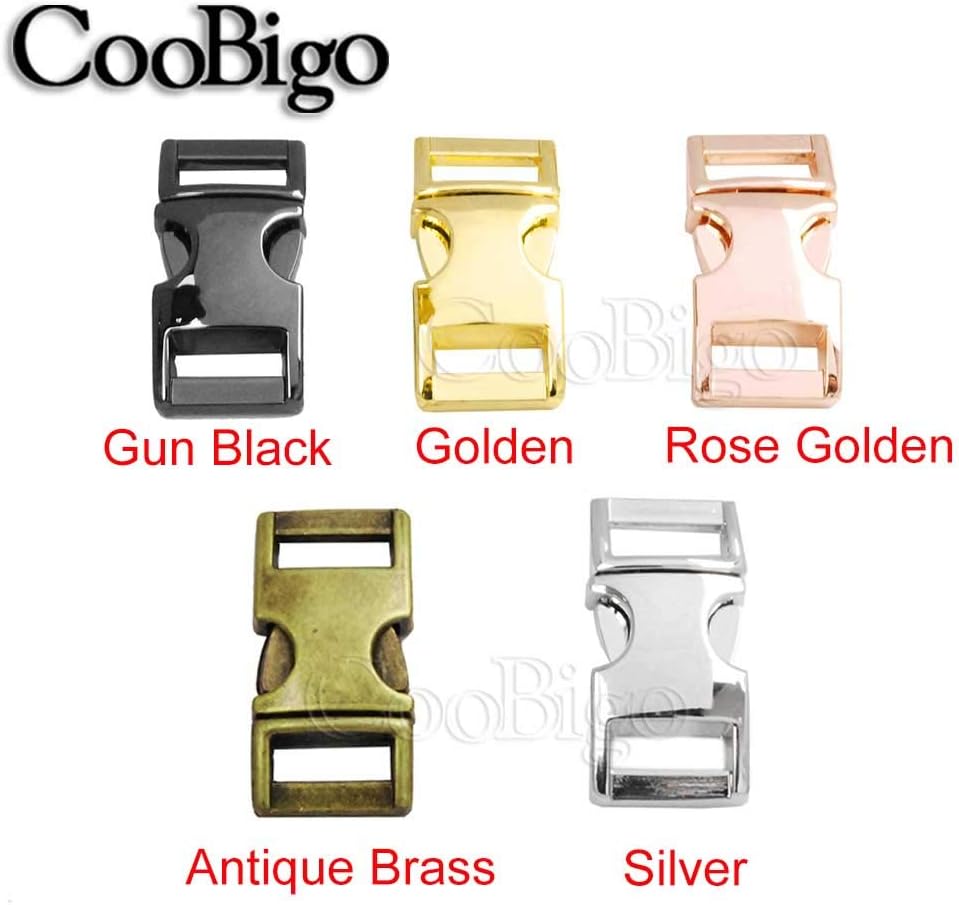 CooBigo 10 Pack 3/8" Metal Side Release Buckles for Paracord Bracelets (Mix) FLQ100(Mix-s) V1258-DP02-E-36