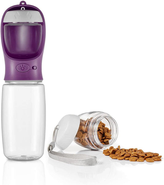 Portable Dog Water Bottle with Food Container, 19 OZ + 6 OZ, Leak Proof Puppy Water Dispenser with Drinking V1258-DP02-E-366