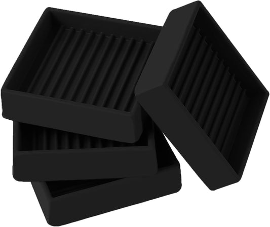 2x2 Square Rubber Furniture Caster Cups, Anti-Sliding Furniture Pads Bed Stopper Floor Protectors with Grip - V1258-DP02-E-369