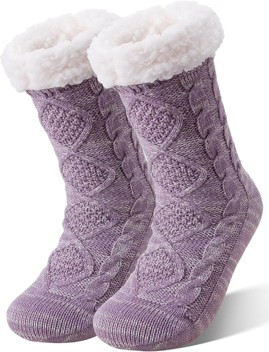 Slipper Fuzzy Socks for Women Fluffy Cozy Cabin Winter Warm Soft Fleece Comfy Thick Socks with Grips V1258-DP02-E-378