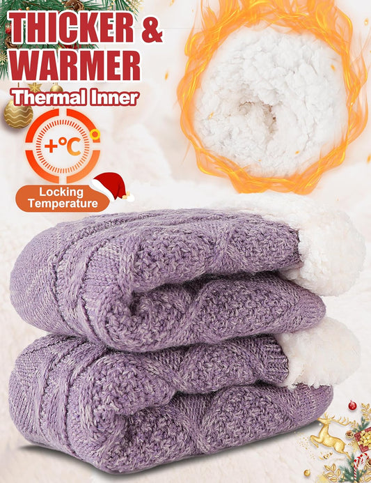 Slipper Fuzzy Socks for Women Fluffy Cozy Cabin Winter Warm Soft Fleece Comfy Thick Socks with Grips V1258-DP02-E-378