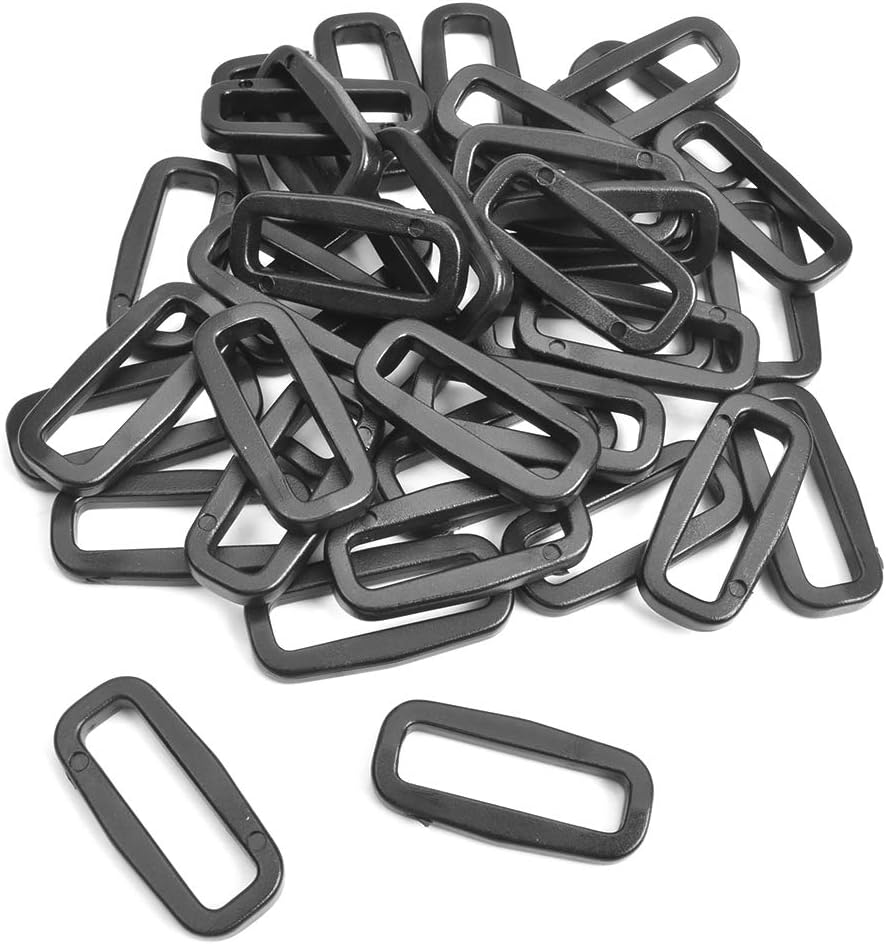CooBigo Strap Loops Looploc Buckles Rectangle Rings Plastic Black Backpack Straps Webbing Bag Parts V1258-DP02-E-38