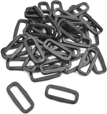 CooBigo Strap Loops Looploc Buckles Rectangle Rings Plastic Black Backpack Straps Webbing Bag Parts V1258-DP02-E-38
