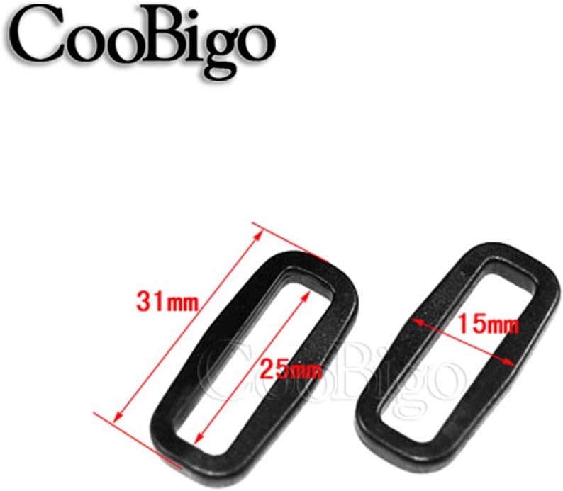 CooBigo Strap Loops Looploc Buckles Rectangle Rings Plastic Black Backpack Straps Webbing Bag Parts V1258-DP02-E-38