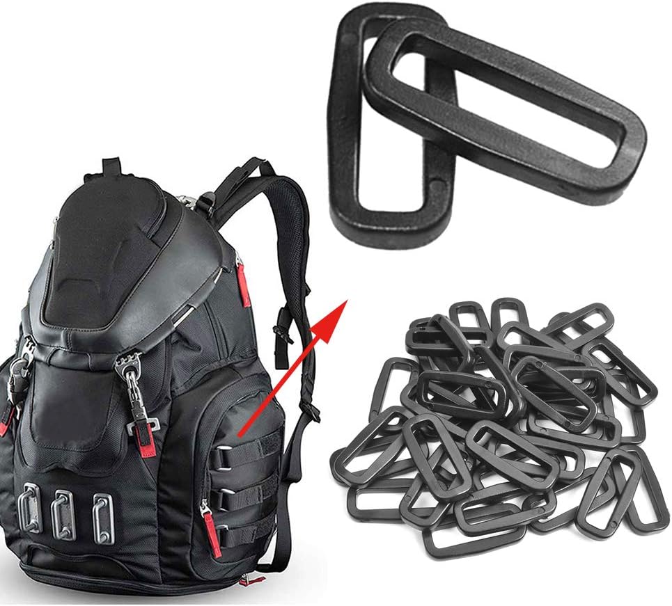CooBigo Strap Loops Looploc Buckles Rectangle Rings Plastic Black Backpack Straps Webbing Bag Parts V1258-DP02-E-38