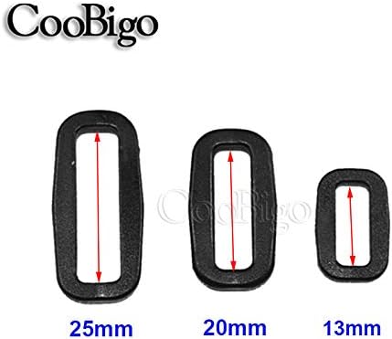 CooBigo Strap Loops Looploc Buckles Rectangle Rings Plastic Black Backpack Straps Webbing Bag Parts V1258-DP02-E-38
