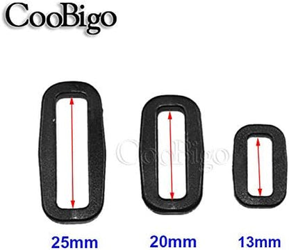 CooBigo Strap Loops Looploc Buckles Rectangle Rings Plastic Black Backpack Straps Webbing Bag Parts V1258-DP02-E-38