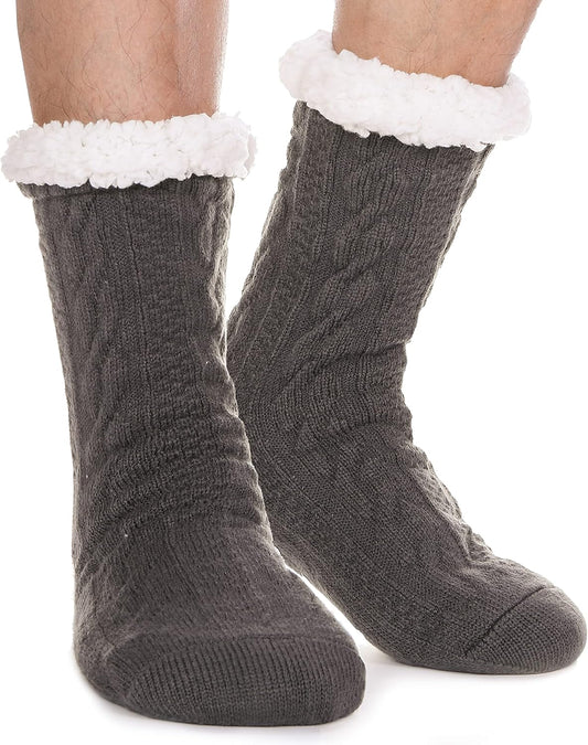 Mens Slipper Fuzzy Socks Winter Cozy Fluffy Cabin Warm Fleece Soft Comfy Thick Non Slip Home Socks V1258-DP02-E-382