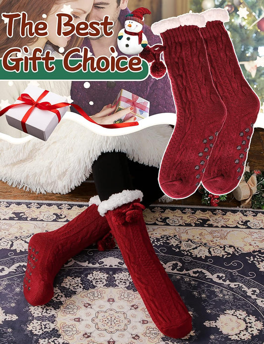 Slipper Fuzzy Socks for Women Fluffy Cozy Cabin Winter Warm Soft Fleece Comfy Thick Christmas Stocking V1258-DP02-E-388