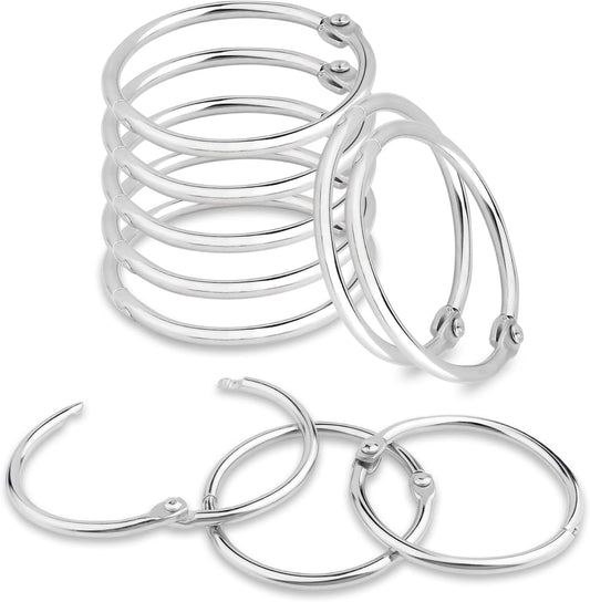 CooBigo Loose Leaf Binder Rings 1 Inch Metal Book Ring Clip for Index Card, Flashcard, Shower Curtain, DMC V1258-DP02-E-39