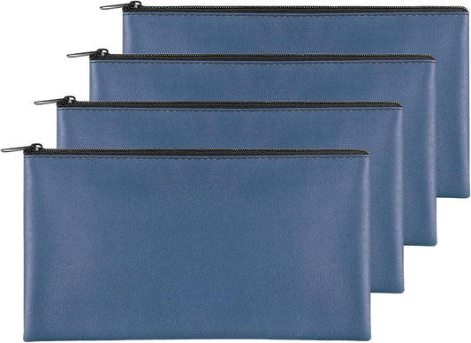 4 Pieces Money Bags With Zipper, 11x6.1 inch Money Pouch, Bank Bag, Cash Bag, Check Wallet, Cosmetics(navy) V1258-DP02-E-390