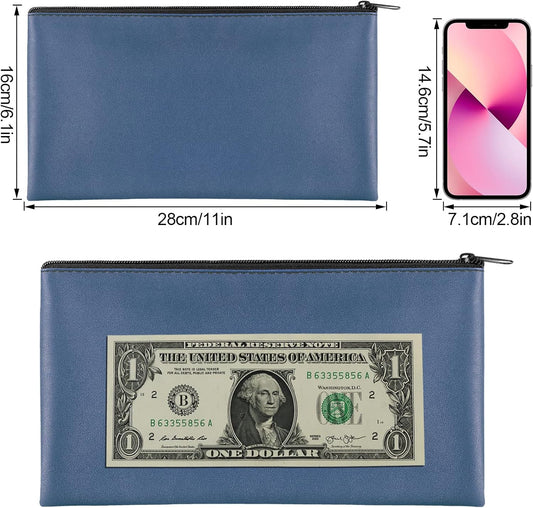 4 Pieces Money Bags With Zipper, 11x6.1 inch Money Pouch, Bank Bag, Cash Bag, Check Wallet, Cosmetics(navy) V1258-DP02-E-390