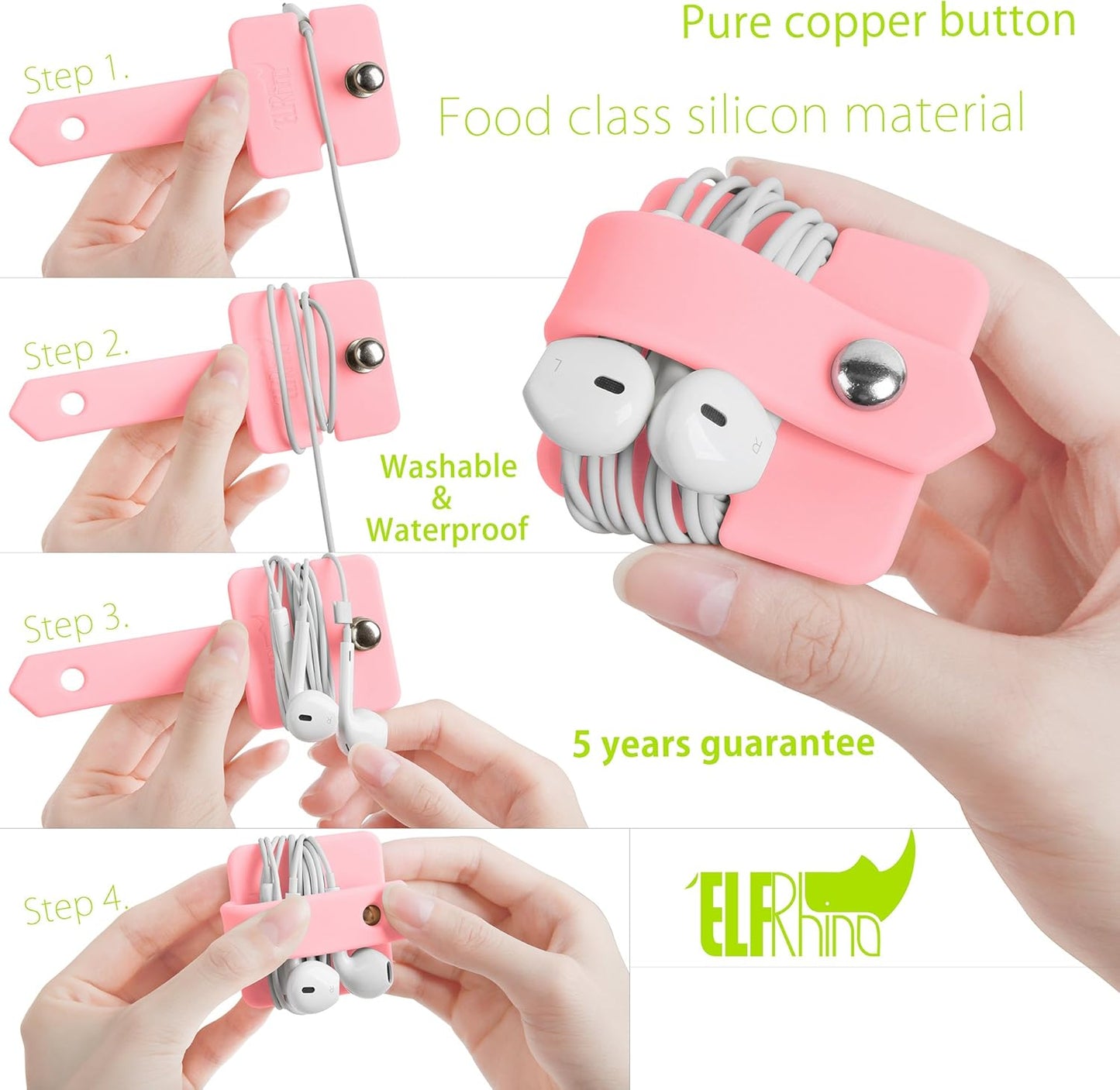 Silicone Earphone Organizer Earphone Wrap Winder Headphone Cord Organizer Wrap Winder Manager/Cable Winder 2 V1258-DP02-E-393