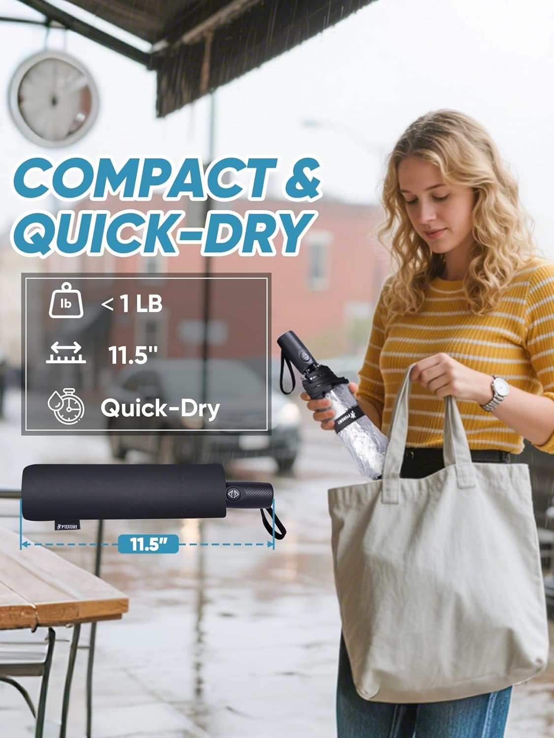 Windproof Compact Travel Umbrellas for Rain and Sun, Withstands 85MPH Winds Auto Open Close Folding Umbrella V1258-DP02-E-395