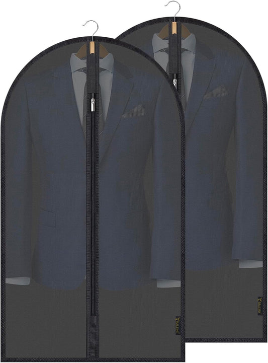 40'' Translucent Garment Bags, 2 Packs PEVA Dress Bag for Closet Clothes Dresses Suit Coats Storage (Black, V1258-DP02-E-398
