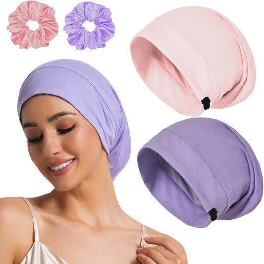 Sleep Cap Bonnet for Sleeping Black Women Men, Adjtable Cooling Lining Bonnets for Curly Hair Wrap Braids V1258-DP02-E-409