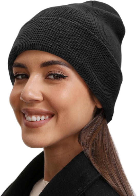 100% Cotton Beanie Hat- Unisex Ultra Soft Winter Warm Stretch Knit Cuffed Hats Fisherman Beanies Skull Cap V1258-DP02-E-412