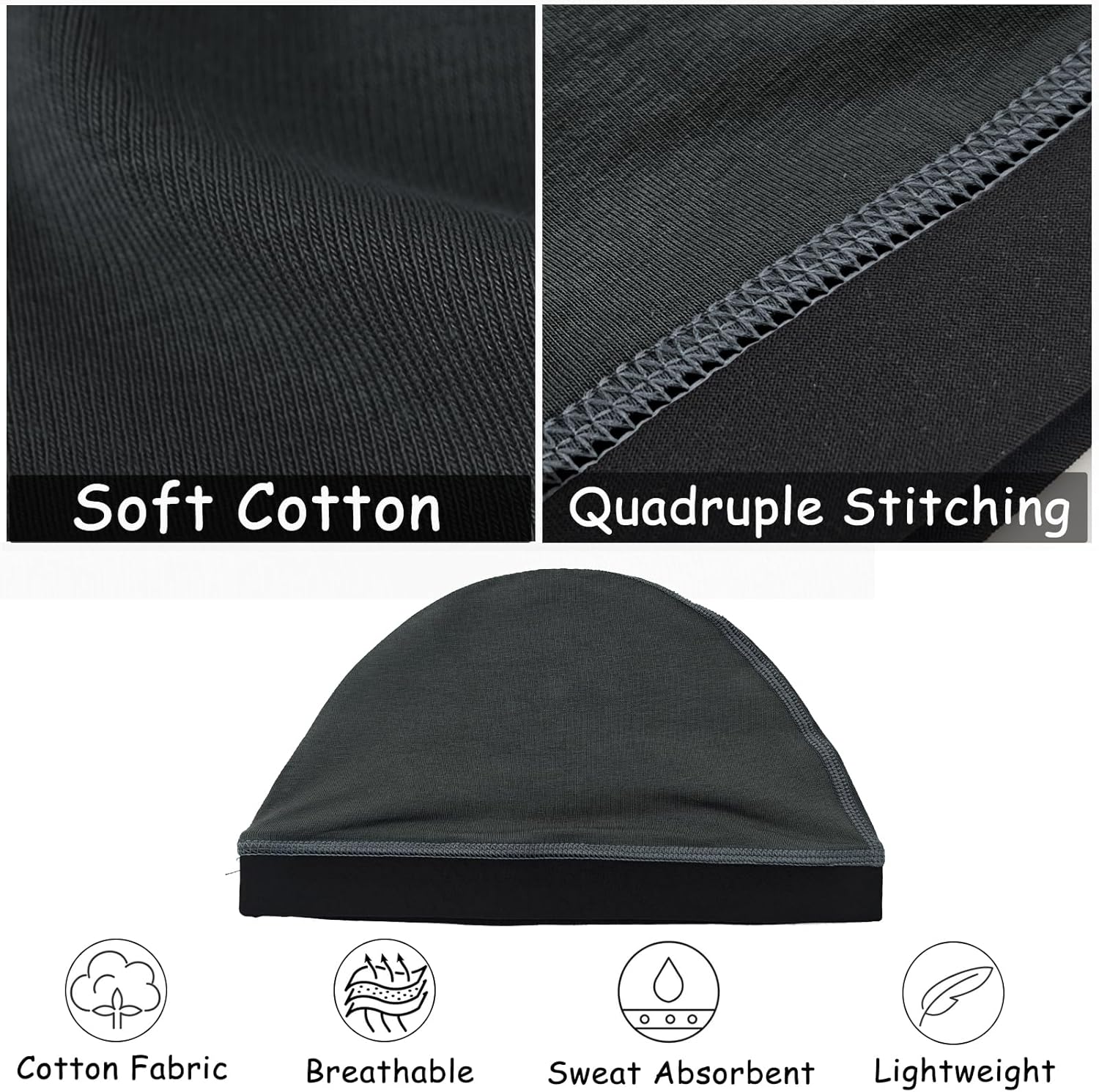 Cotton Stocking Wave Cap for Men, Wave Caps for 360 540 720 Waves, Good Compression Over Durag Sleeping Skull V1258-DP02-E-416