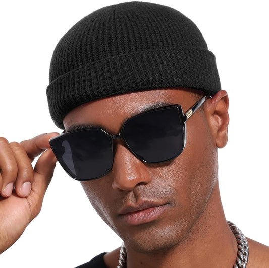 Thin Wool Fisherman Beanie Hat for Men Women Fall Winter,Short Knit Cuffed Fashion Trawler Skull Cap,Watch Cap V1258-DP02-E-417