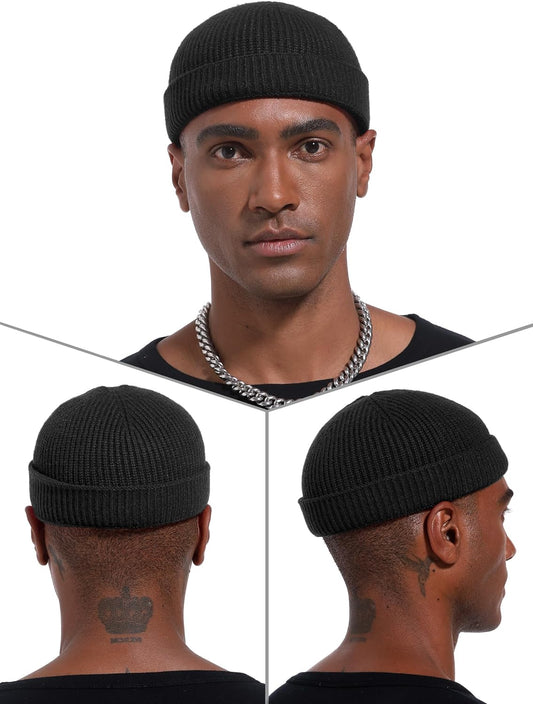 Thin Wool Fisherman Beanie Hat for Men Women Fall Winter,Short Knit Cuffed Fashion Trawler Skull Cap,Watch Cap V1258-DP02-E-417