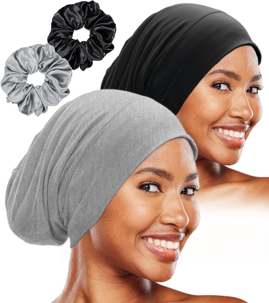 Sleep Cap Bonnet for Sleeping Black Women, Adjtable Cooling Ice Silk Lined Bonnet for Curly Braids Hair Cover V1258-DP02-E-420