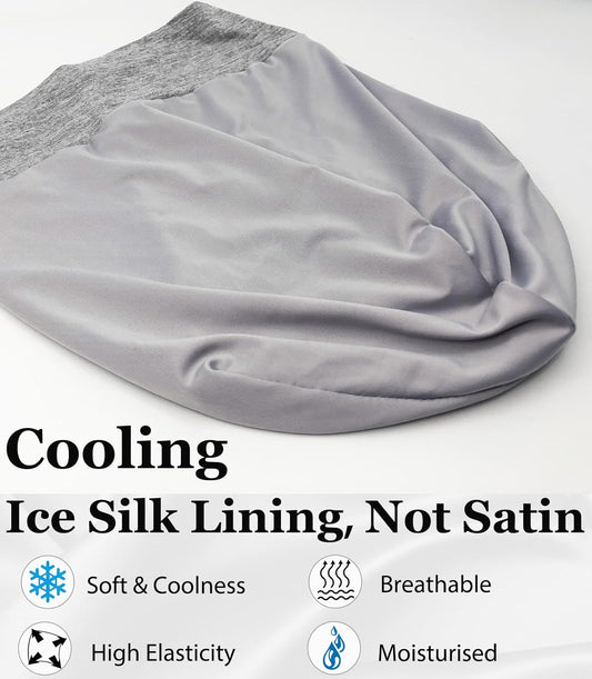 Sleep Cap Bonnet for Sleeping Black Women, Adjtable Cooling Ice Silk Lined Bonnet for Curly Braids Hair Cover V1258-DP02-E-420