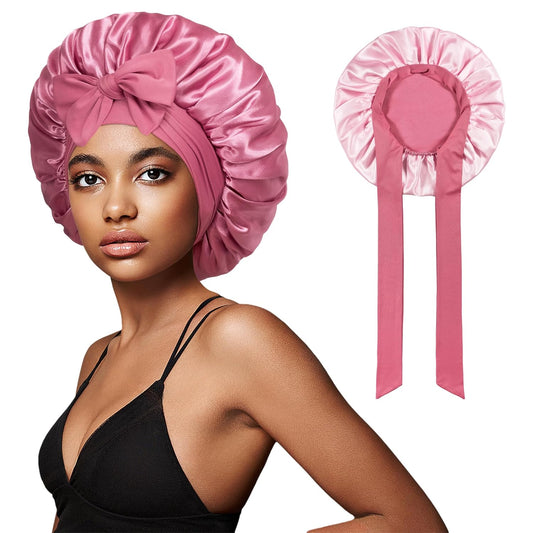Bonnet with Tie Band, Hair Care Satin Silk Bonnet for Sleeping Women, Silky Sleep Bonnets for Women, V1258-DP02-E-423