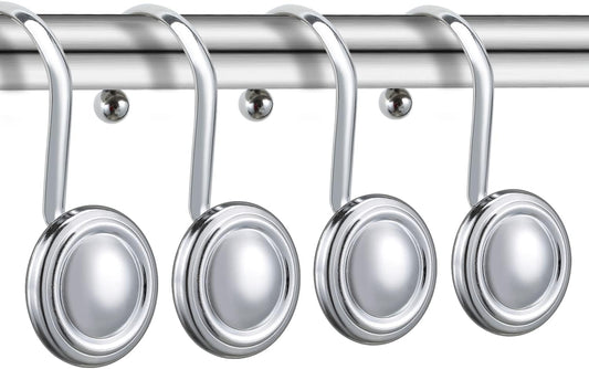 Silver Shower Curtain Hooks, Chrome Decorative Shower Curtain Hooks for Bathroom, Rt Proof Shower Curtain V1258-DP02-E-428