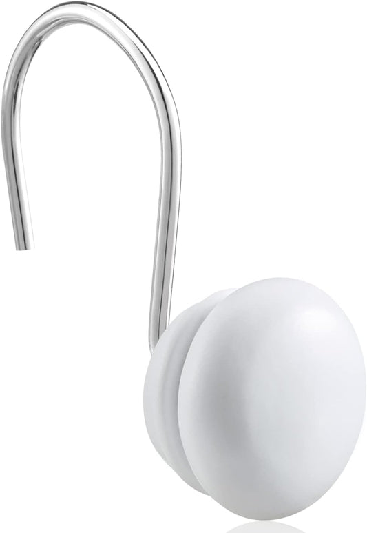 White Shower Curtain Hooks, Rt Proof Shower Curtain Rings for Bathroom, Decorative Shower Hooks Hangers for V1258-DP02-E-429
