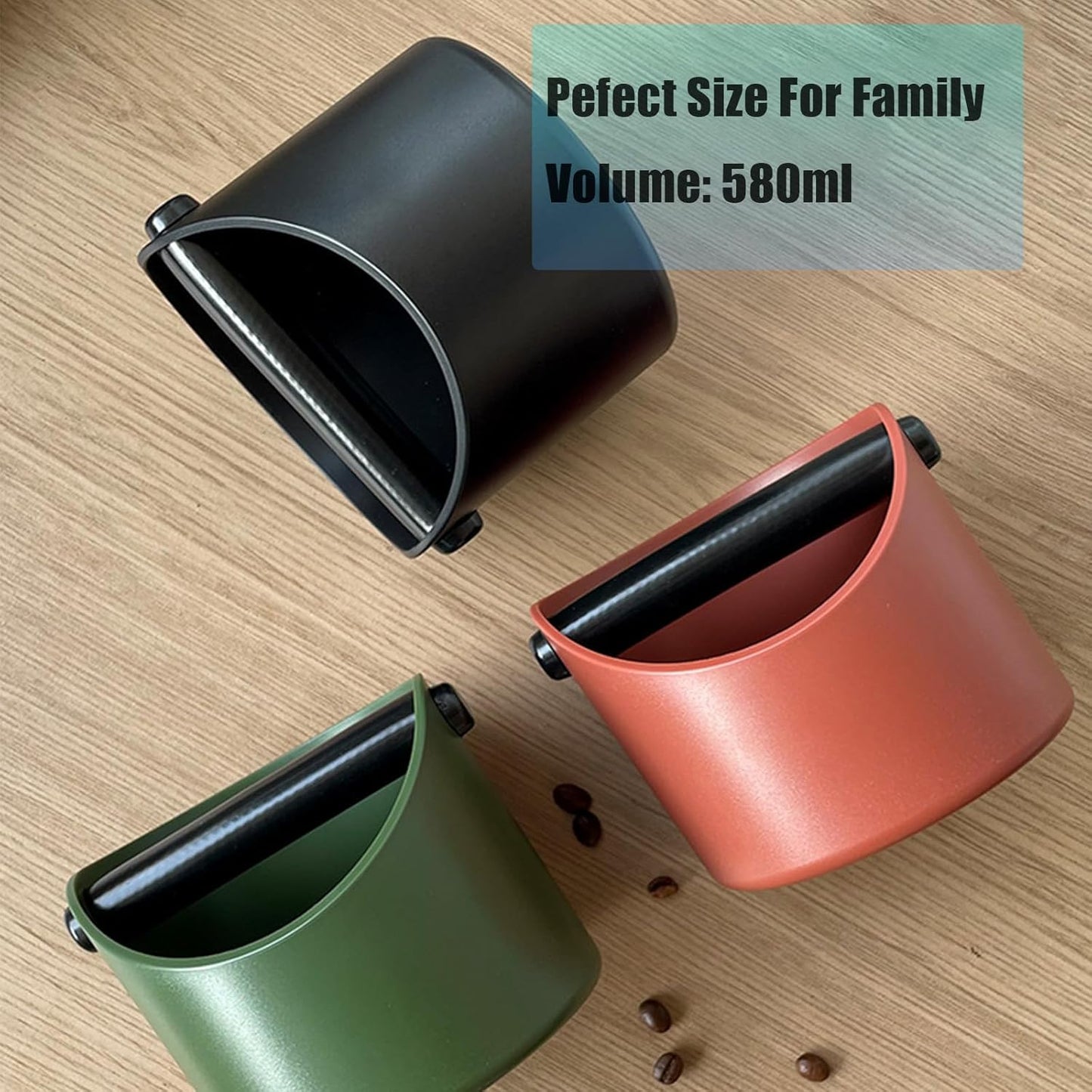 Coffee Knock Box, 4.6 in, Barista Style Espresso Grounds Knock Box, Removable Plastic Knock Rod, Non-Slip V1258-DP02-E-431