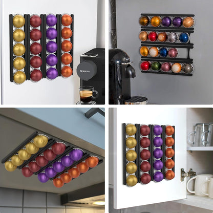Coffee Pod Holder Compatible with Nespresso VertuoLine Capsules - 20-Pod Space-Saving Organizer for Wall, V1258-DP02-E-432