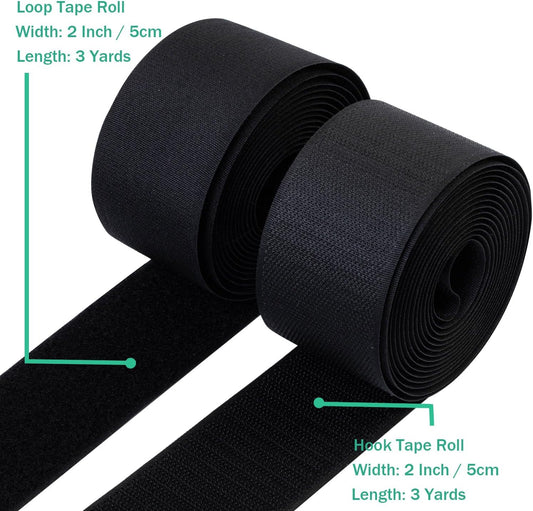2 Inch Sew on Hook and Loop Strips | Easy to Sew | Excellent Grip | Non-Adhesive Back Nylon Fabric Fastener V1258-DP02-E-436