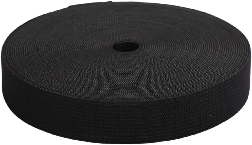 1 Inch by 20 Yard Black Heavy Stretch High Elasticity Elastic Spool Knit Elastic Bands for Sewing V1258-DP02-E-438