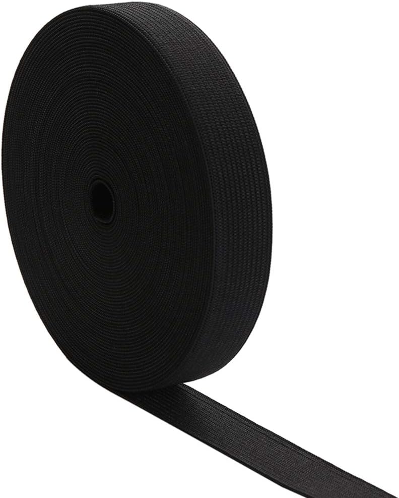1 Inch by 20 Yard Black Heavy Stretch High Elasticity Elastic Spool Knit Elastic Bands for Sewing V1258-DP02-E-438