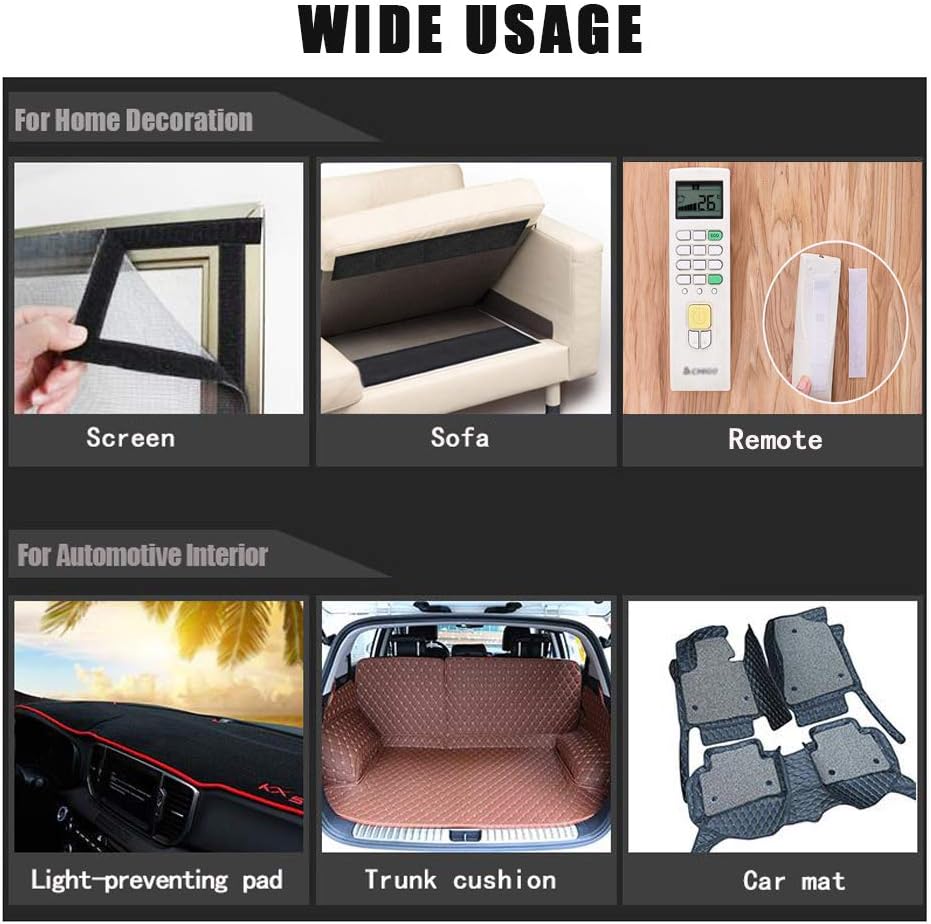 Self Adhesive Hook and Loop Tape Roll 3/4 Inch Black Strong Adhesive Interlocking Tape for Picture and Tools V1258-DP02-E-440