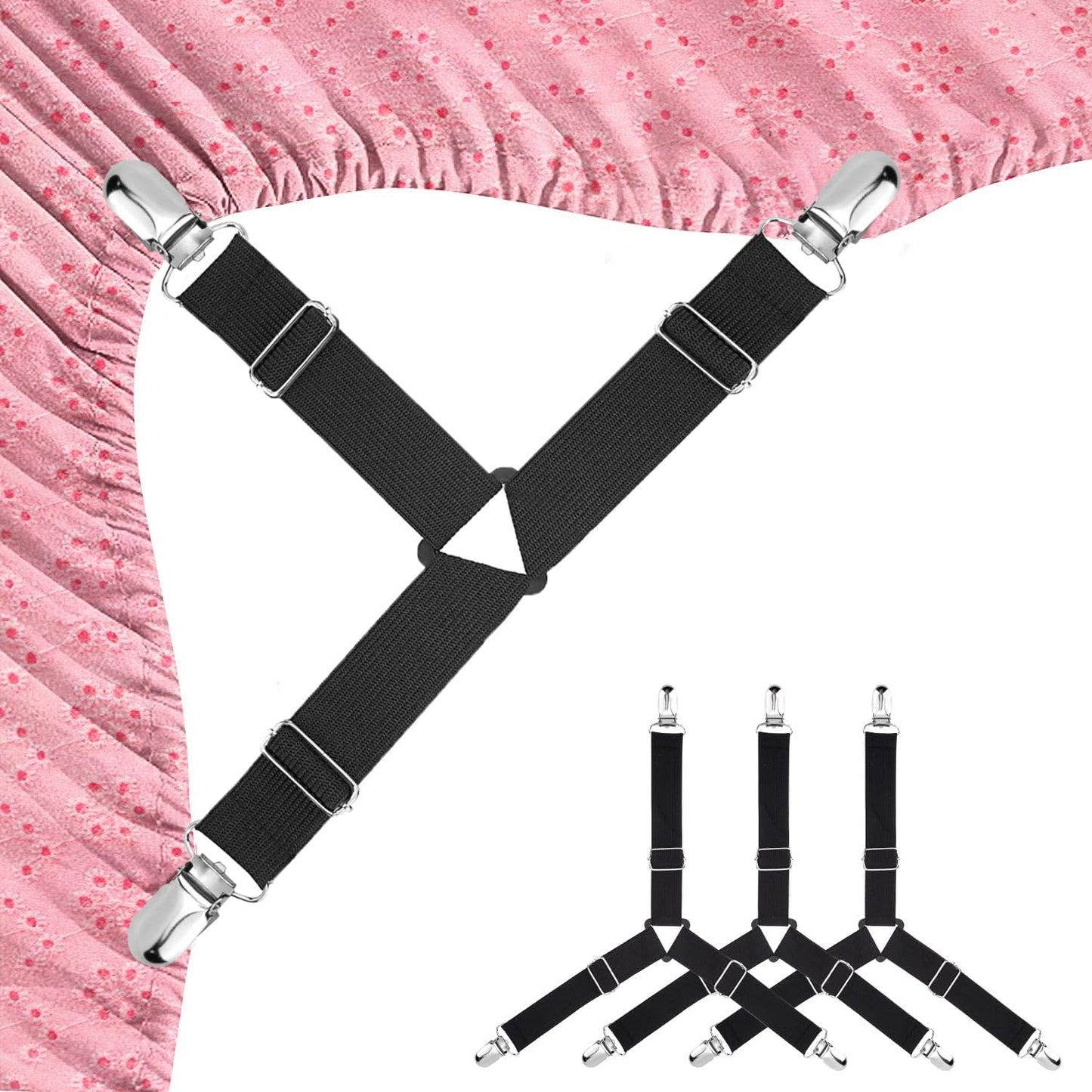 Bed Sheet Straps 4 Pcs Triangle Bed Sheet Holders Fitted Sheet Clips Adjtable Sheet Spenders Mattress V1258-DP02-E-450