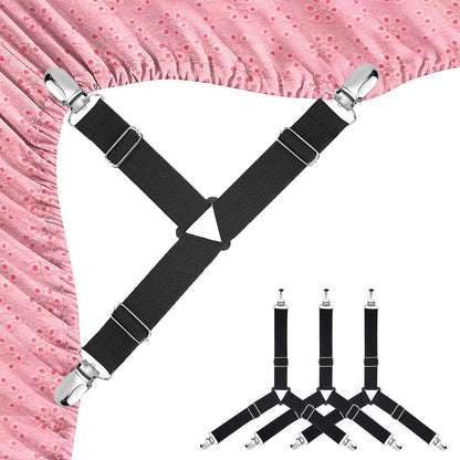 Bed Sheet Straps 4 Pcs Triangle Bed Sheet Holders Fitted Sheet Clips Adjtable Sheet Spenders Mattress V1258-DP02-E-450
