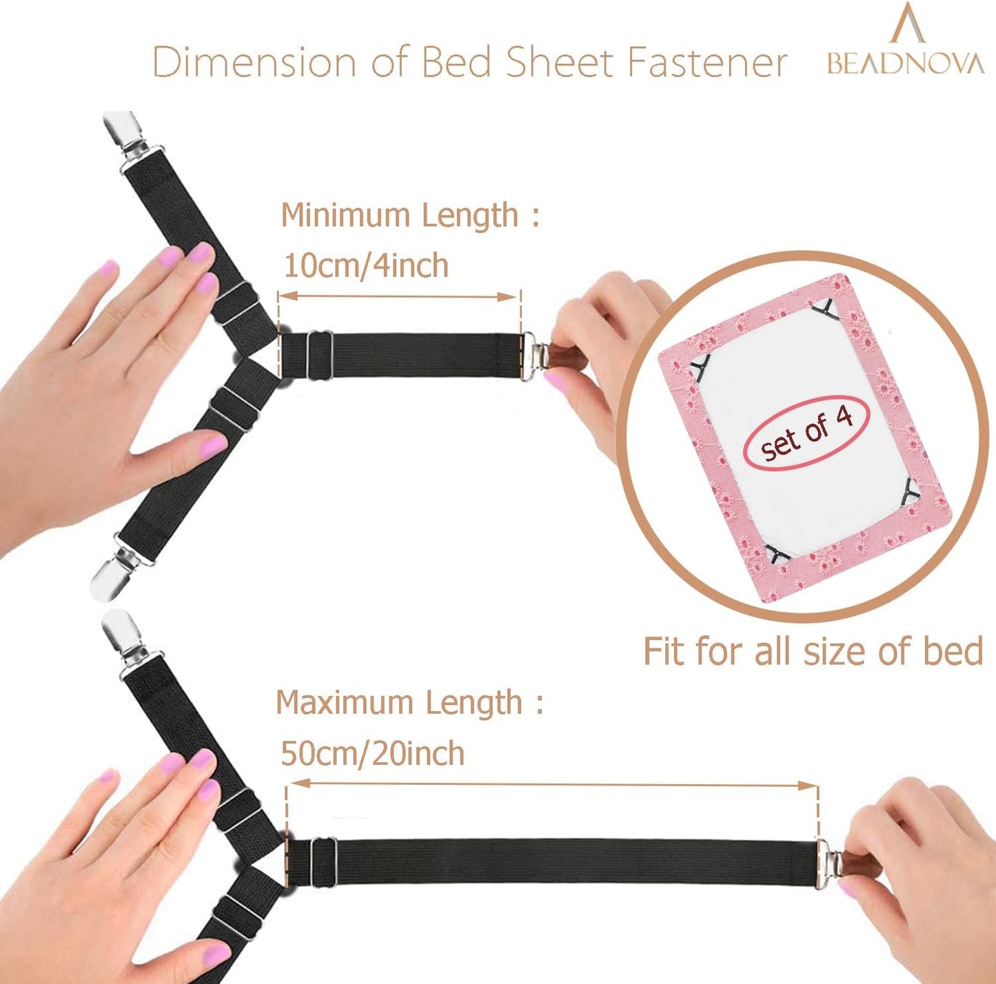 Bed Sheet Straps 4 Pcs Triangle Bed Sheet Holders Fitted Sheet Clips Adjtable Sheet Spenders Mattress V1258-DP02-E-450