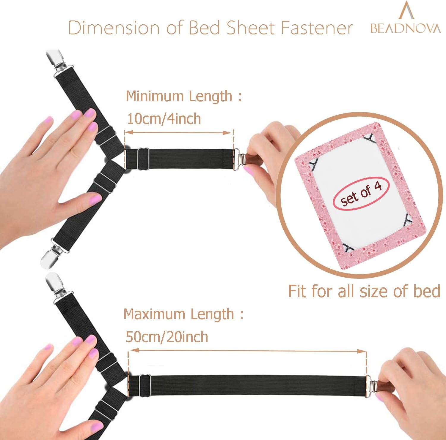 Bed Sheet Straps 4 Pcs Triangle Bed Sheet Holders Fitted Sheet Clips Adjtable Sheet Spenders Mattress V1258-DP02-E-450