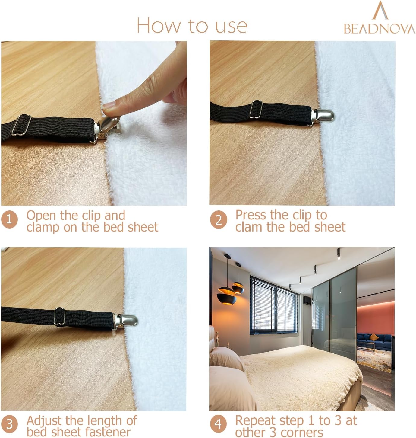 Bed Sheet Straps 4 Pcs Triangle Bed Sheet Holders Fitted Sheet Clips Adjtable Sheet Spenders Mattress V1258-DP02-E-450