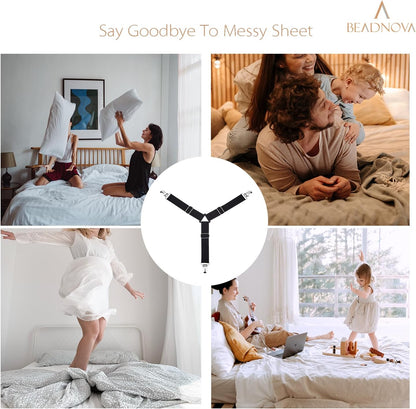 Bed Sheet Straps 4 Pcs Triangle Bed Sheet Holders Fitted Sheet Clips Adjtable Sheet Spenders Mattress V1258-DP02-E-450